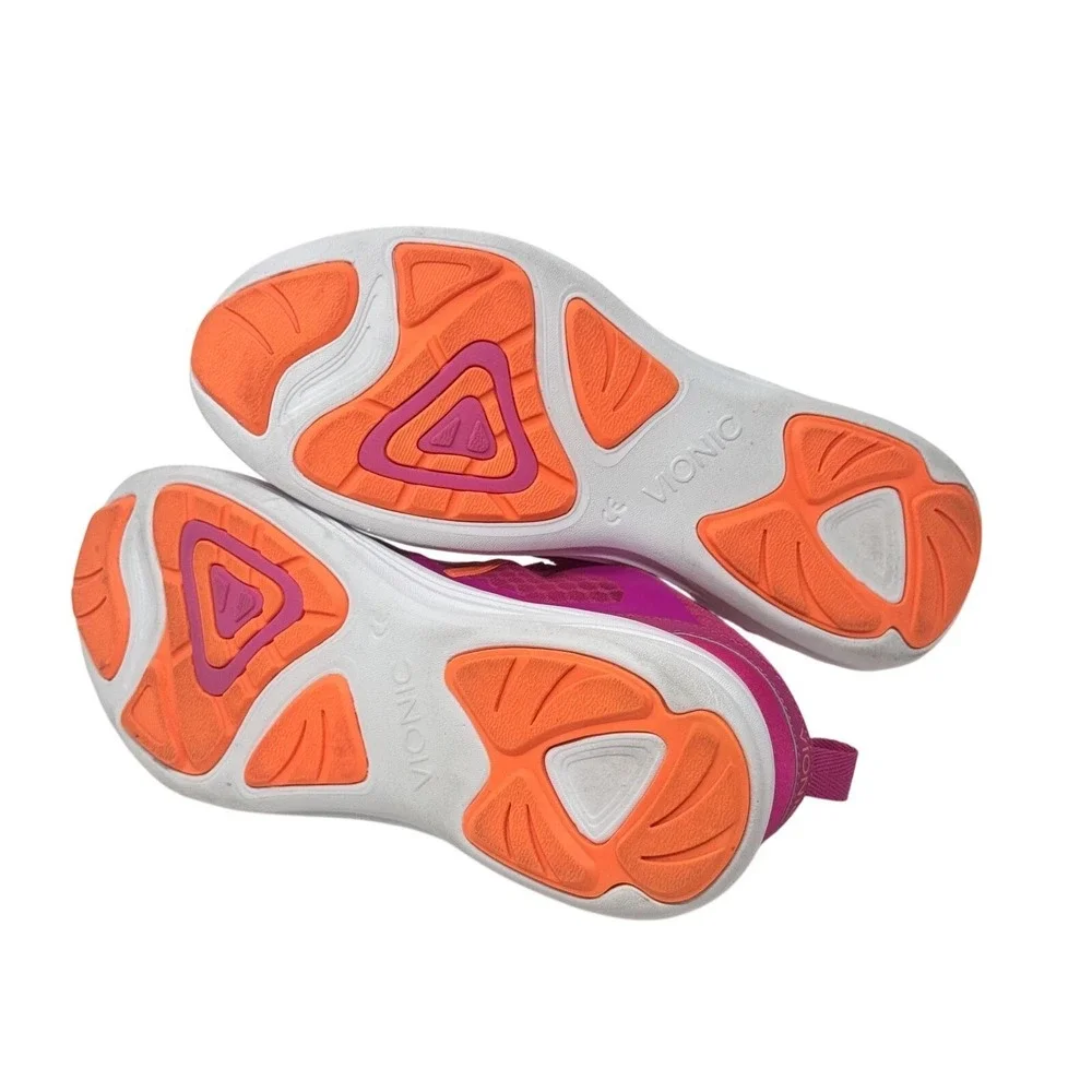 Vionic Walking Shoes Womens Size 7 Wide Pink Orange Mesh Comfort Sneakers
